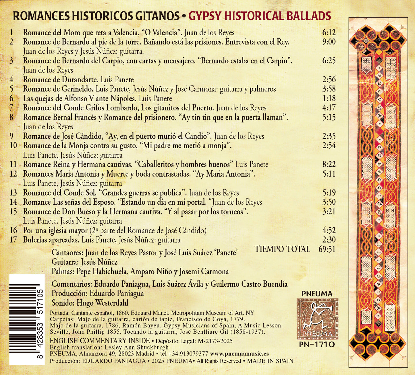 PN 1710 ROMANCES HISTÓRICOS GITANOS-GYPSY HISTORICAL BALLADS