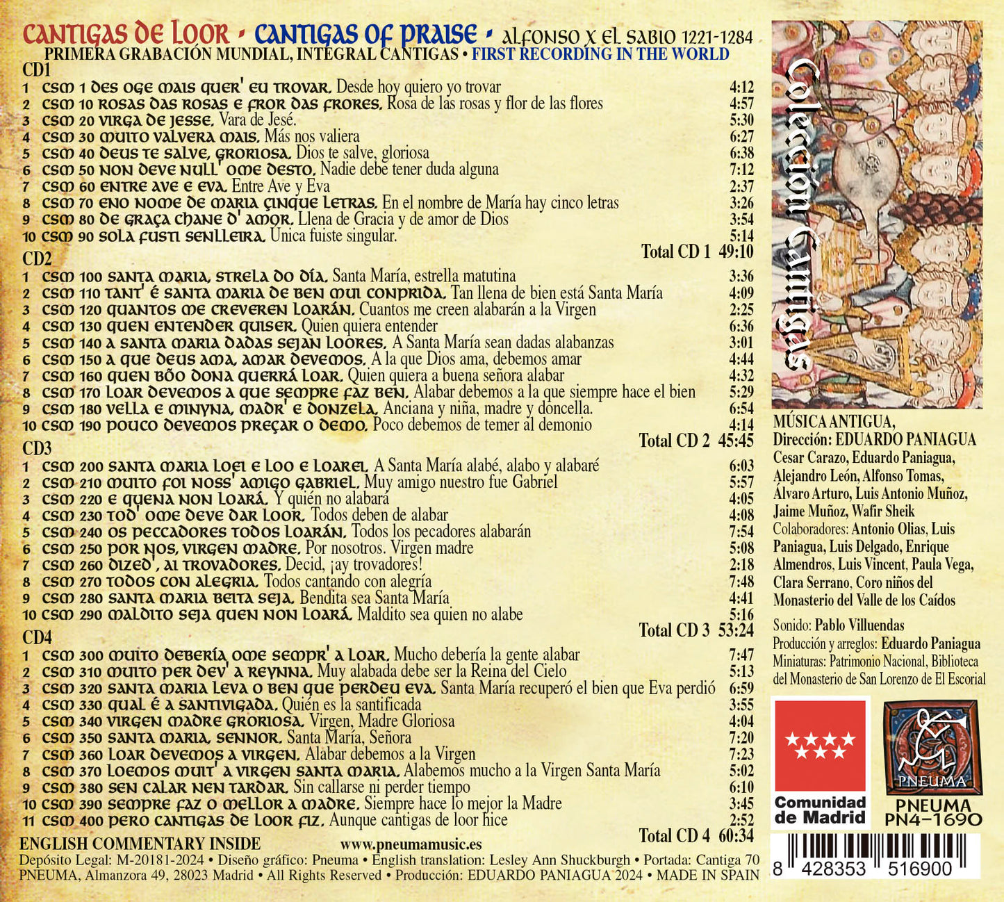 PN 1690 CANTIGAS DE LOOR (CD cuádruple)