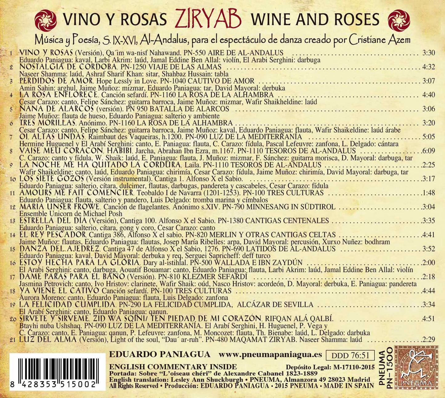 PN 1500 ZIRYAB, VINO Y ROSAS