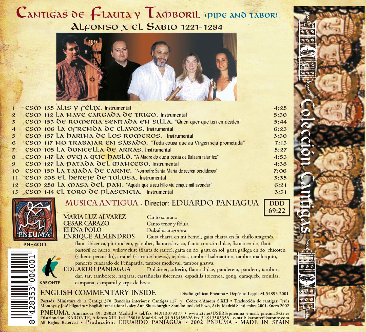 PN 400 CANTIGAS de FLAUTA Y TAMBORIL - (PIPE AND TABOR)