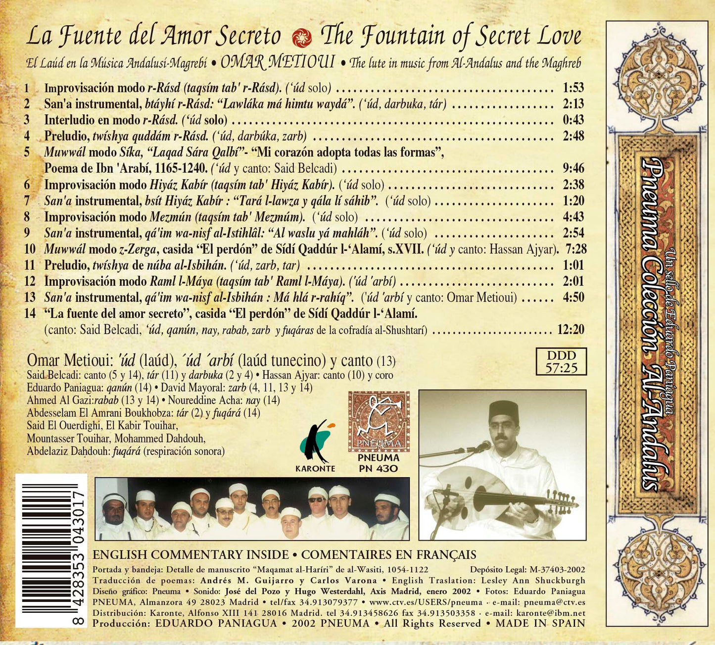 PN 430 LA FUENTE DEL AMOR SECRETO - THE FOUNTAIN OF SECRET LOVE  El Laúd en la Música Andalusí-Magrebí