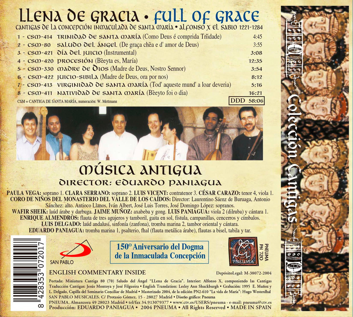 PN 720 LLENA DE GRACIA CANTIGAS SOBRE LA CONCEPCIÓN INMACULADA DE SANTA MARÍA