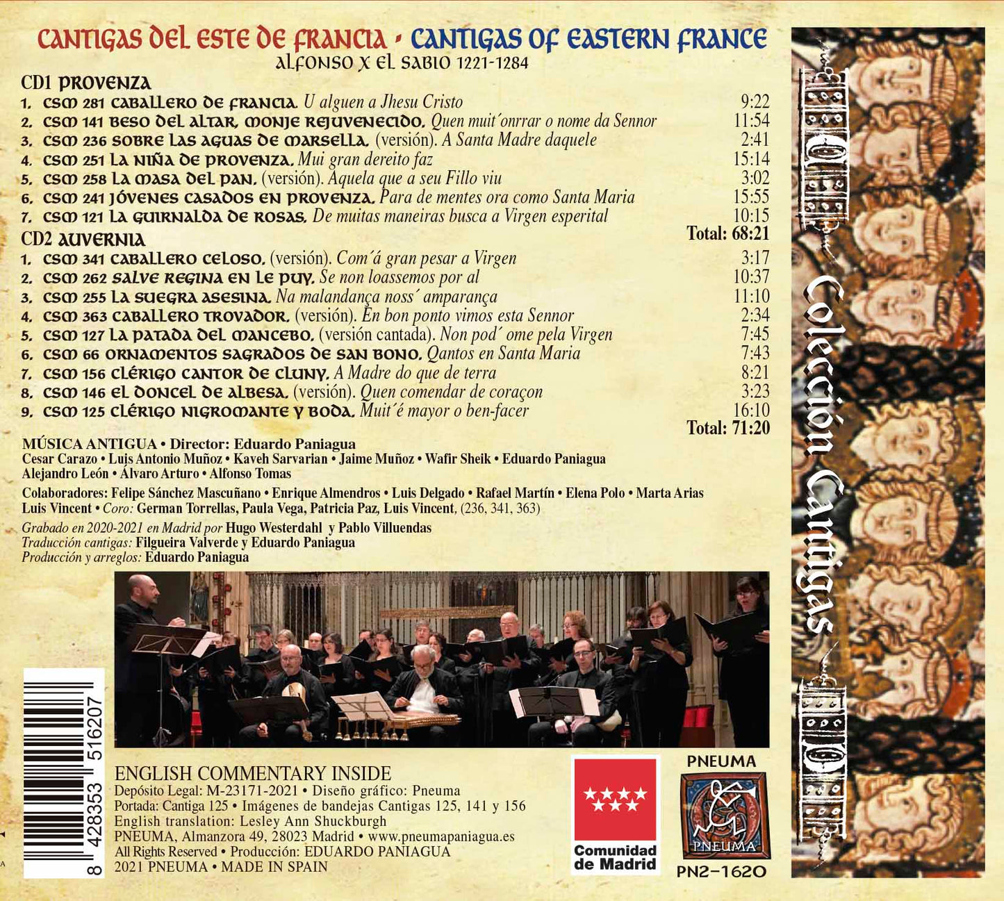 PN 1620 CANTIGAS DEL ESTE DE FRANCIA,  PROVENZA Y AUVERNIA, DOBLE CD