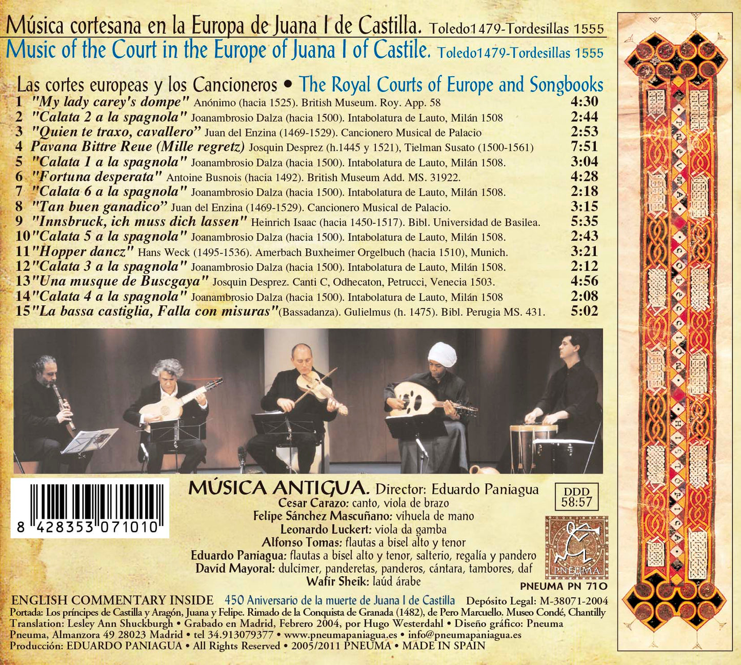 PN 710 JUANA I DE CASTILLA. Toledo1479-Tordesillas 1555 Musica cortesana en la Europa de Juana I de Castilla   Las Cortes europeas y los Cancioneros.