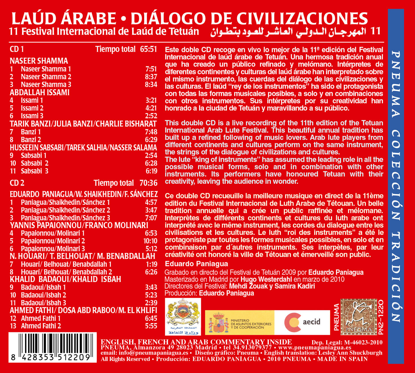 PN 1220 DIÁLOGO DE CIVILIZACIONES, LAÚD ÁRABE, DOBLE CD